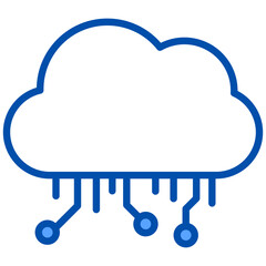 Cloud blue color icon. Simple vector icon design in blue color style. Editable vector format