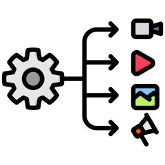Content management lineal color icon. Simple vector icon design in lineal color style. Editable vector format