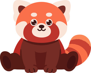 Red Panda Cartoon with Fluffy Tail