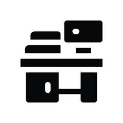 desk glyph icon. Strong and solid vector icon for websites, mobile interfaces, presentations, and visual branding. High quality and easy to edit.