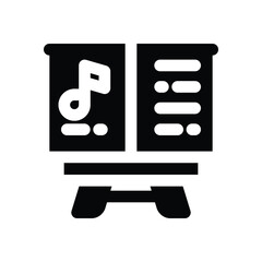 music class glyph icon. Strong and solid vector icon for websites, mobile interfaces, presentations, and visual branding. High quality and easy to edit.