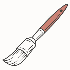 Hand drawn illustration of a paintbrush tool for painting and decorating