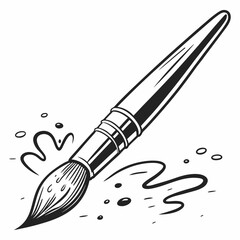 Artistic paintbrush with dripping paint creative design element