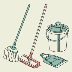 Cleaning supplies mop bucket dustpan housework home cleaning tools