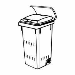 Professional wheeled trash can illustration isolated on white background