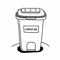 Clean cutout compost bin illustration transparent background
