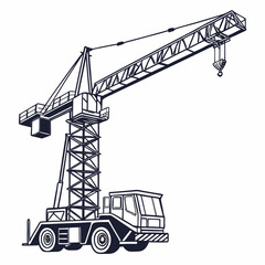 Mobile crane illustration construction equipment heavy machinery lifting crane truck
