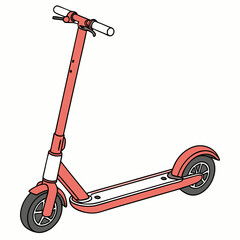 Modern red kick scooter illustration fun transportation