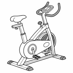 Professional cutout of stationary exercise bike on white background