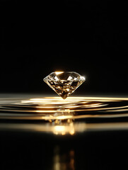 Shining diamonds and ripples on a black background
