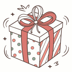 Cute gift box with ribbon and polka dots design element