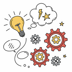 Bright idea gears innovation creativity teamwork solution