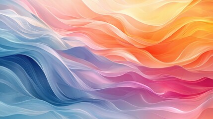 Obraz premium Abstract horizontal background with colorful waves. Trendy vector illustration in style retro 60s, 70s. Pastel colors