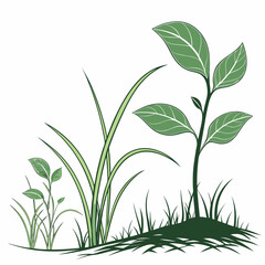 Obraz premium Lush green plants growing in soil nature illustration