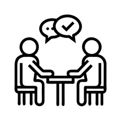 Crisp black silhouette design of negotiation concept on white background