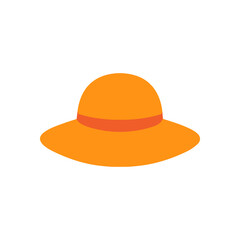 An orange sunhat featuring a darker orange band sits against a white background