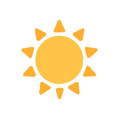 Yellow sun icon with triangular rays around a central circle