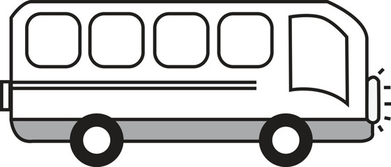 Simple Black and White Vector Illustration of a School Bus for Educational Materials, Coloring Pages, and Kids Transportation Design