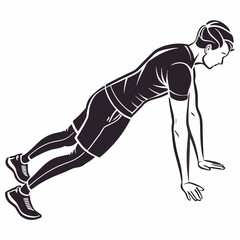 Professional cutout of man doing plank exercise on white background