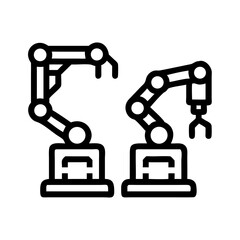 Robotic arms silhouette design isolated on white background