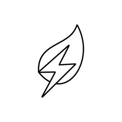 Leaf with Lightning Bolt icon, vector line isolated on white background. trendy and modern design