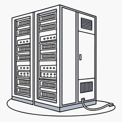 Data center server rack illustration network technology