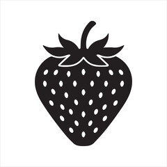 Strawberry Silhouette Icon – Minimal Black Fruit Vector
