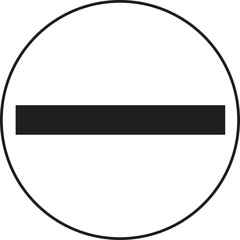 Minimalist Black and White Do Not Enter Traffic Sign Vector in Circular Outline for Road Safety, Warning, and Education Design