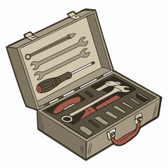 Professional tool kit illustration isolated on white background