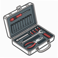 Professional tool kit illustration isolated on white background
