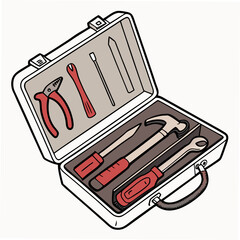 Professional tool kit illustration isolated on white background