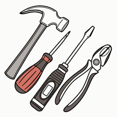 Handyman tools hammer screwdriver pliers repair home improvement diy