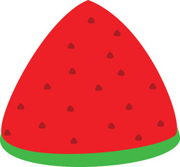Juicy Watermelon Triangle Slice Vector Illustration in Flat Cartoon Style for Summer Fruit, Healthy Food, and Tropical Design