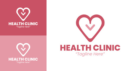 Unique Health Clinic Logo with Heart Symbol and Wellness Branding