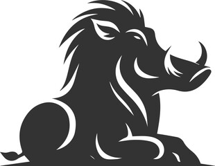 Obraz premium Black drawing vector silhouette of a warthog animal artwork