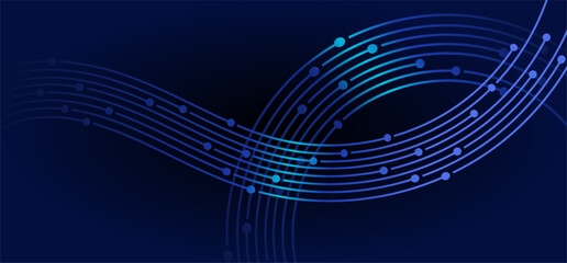 Wavy blue lines linked by dots