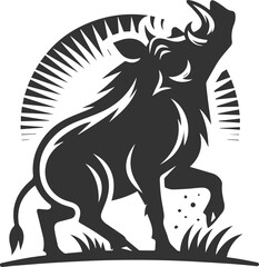 Black drawing vector silhouette of a warthog animal artwork
