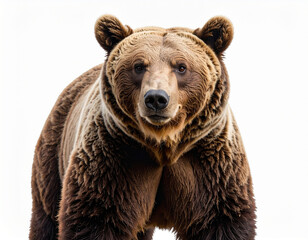 Fototapeta premium Majestic Bear on White Background – Powerful Wildlife Animal Isolated for Educational, Nature, and Graphic Design Use. Perfect for Adobe Stock Contributor Content.