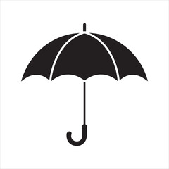 Umbrella Silhouette Icon – Minimal Black Weather Protection Vector