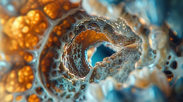 High resolution macro shot of an open root canal chamber highlighting the intricate internal structure
