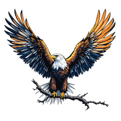 Obraz premium american bald eagle with american flag Cartoon Vector Illustration isolated