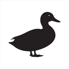 Duck Silhouette Icon – Minimal Black Vector Animal Illustration