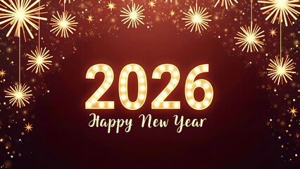 Festive 2026 New Year Celebration with Sparkling Lights and Elegant Typography