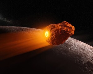 Asteroid impact on a moon