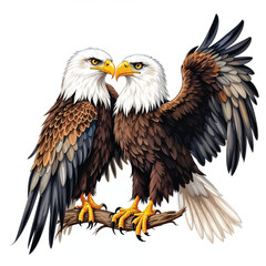 Obraz premium American bald eagle headshot isolated on white, a symbol of freedom and wild nature Cartoon Vector Illustration isolated