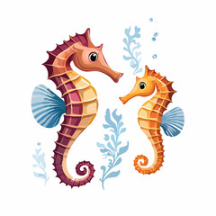 Fototapeta premium two seahorses swimming