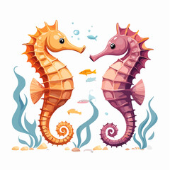 Obraz premium two seahorses swimming