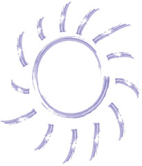 Hand Drawn Sun Illustration – Abstract purple Color Charcoal Style Sunlight Sketch.