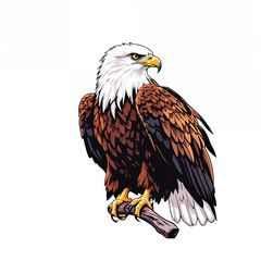 Obraz premium American bald eagle isolated on white background, showing its sharp beak and feathers