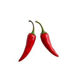 Fresh and Vibrant Red Chili Peppers Isolated on White Background for Culinary and Food Photography
